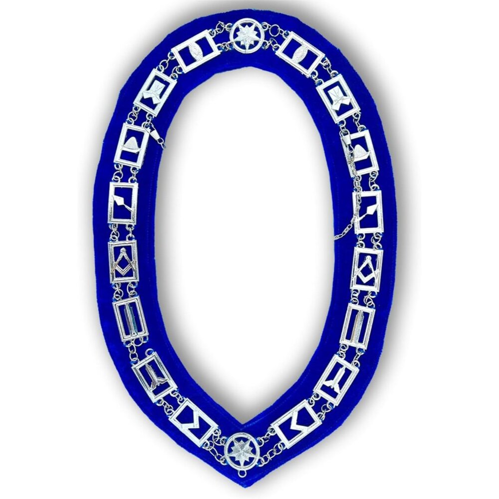 Masonic Silver Plated Blue Lodge Chain Collar Non Slip Ceremonial Gift